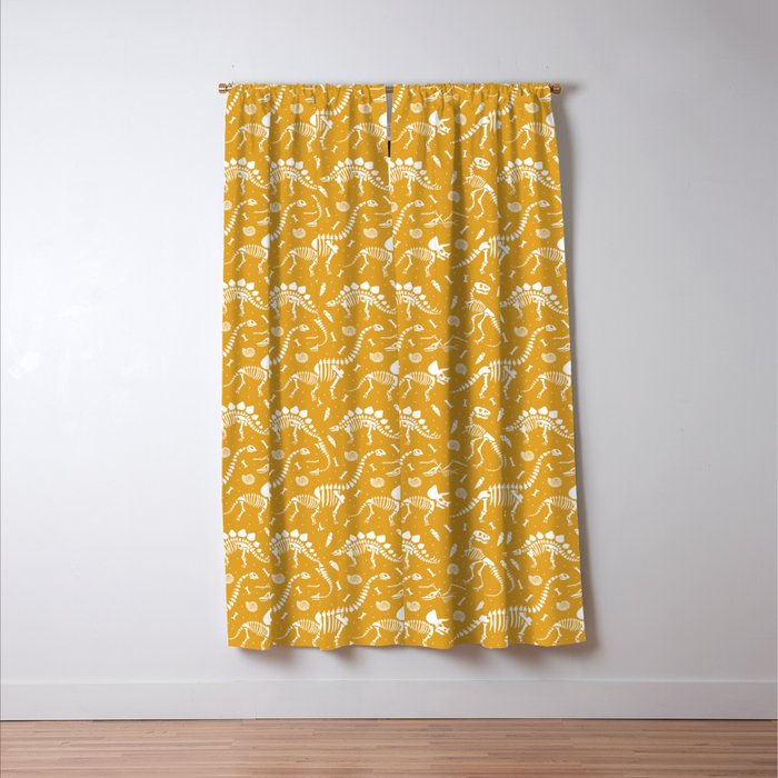 Dinosaur Fossils on Mustard Yellow Window Curtain Gallery Image 3