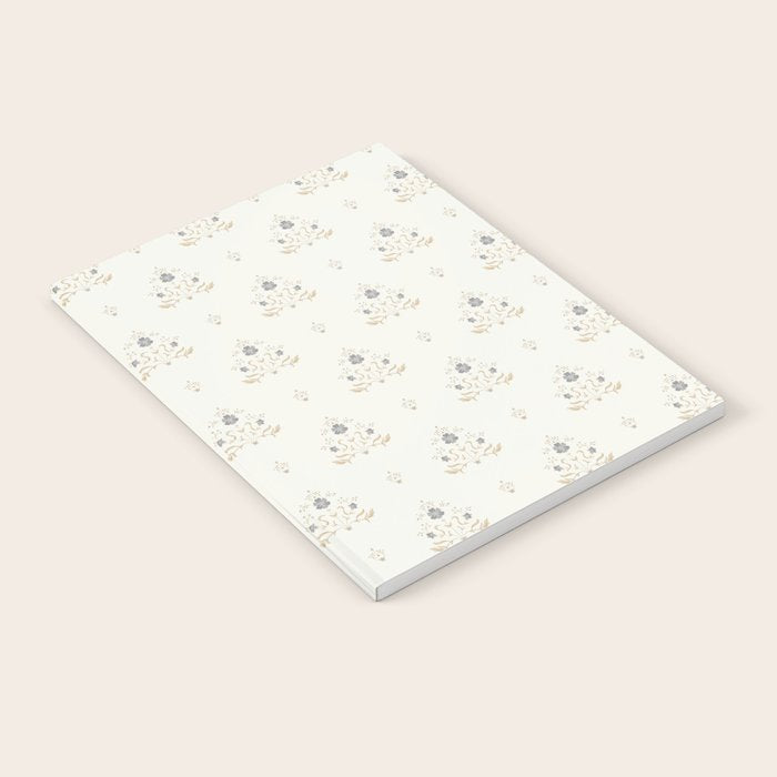 Cafe Floral Vintage Block Print - Blue Gold Notebook Gallery Image 2