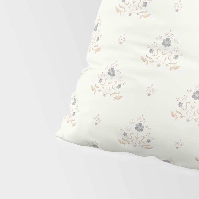 Cafe Floral Vintage Block Print - Blue Gold Pillow Sham Gallery Image 4