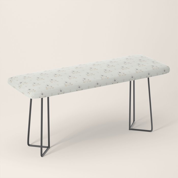 Cafe Floral Vintage Block Print - Blue Gold Bench Gallery Image 1