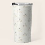 Cafe Floral Vintage Block Print - Blue Gold Travel Mug Gallery Image 3