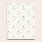 Cafe Floral Vintage Block Print - Blue Gold Notebook Gallery Image 4