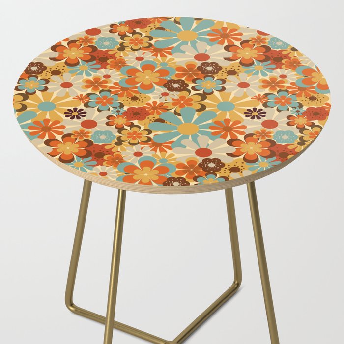 70's Retro Floral Patterned Prints Side Table Gallery Image 2