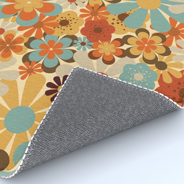 70's Retro Floral Patterned Prints Rug Gallery Image 4