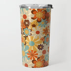 70's Retro Floral Patterned Prints Travel Mug Gallery Image 2