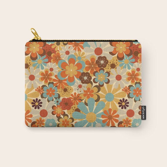70's Retro Floral Patterned Prints Carry All Pouch Gallery Image 1