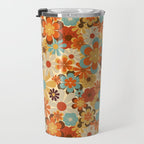 70's Retro Floral Patterned Prints Travel Mug Gallery Image 3
