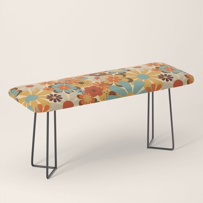 70's Retro Floral Patterned Prints Bench Gallery Image 1