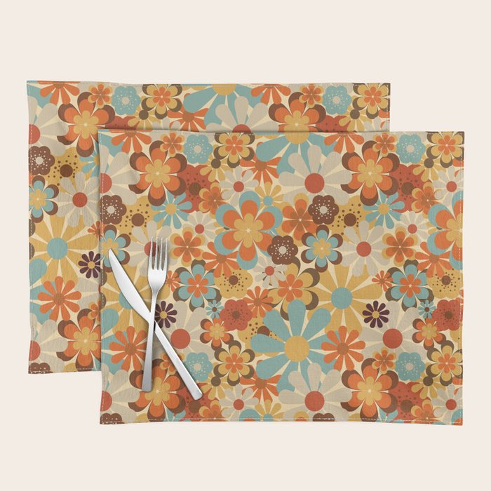70's Retro Floral Patterned Prints Placemat Gallery Image 1