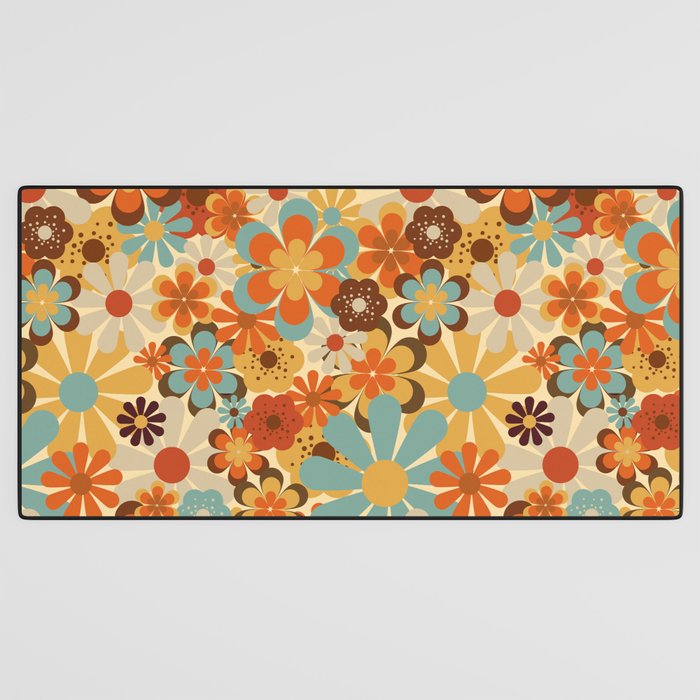 70's Retro Floral Patterned Prints Desk Mat Gallery Image 3