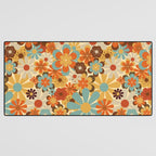 70's Retro Floral Patterned Prints Desk Mat Gallery Image 3