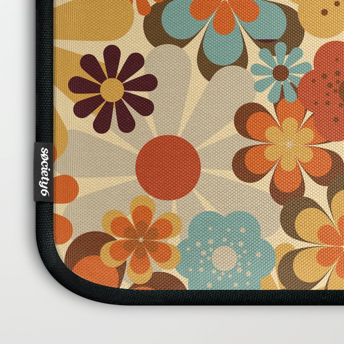 70's Retro Floral Patterned Prints Laptop Sleeve Gallery Image 3