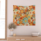 70's Retro Floral Patterned Prints Wall Tapestry Gallery Image 2