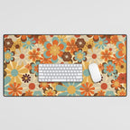 70's Retro Floral Patterned Prints Desk Mat Gallery Image 1