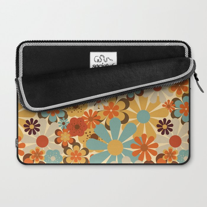 70's Retro Floral Patterned Prints Laptop Sleeve Gallery Image 2