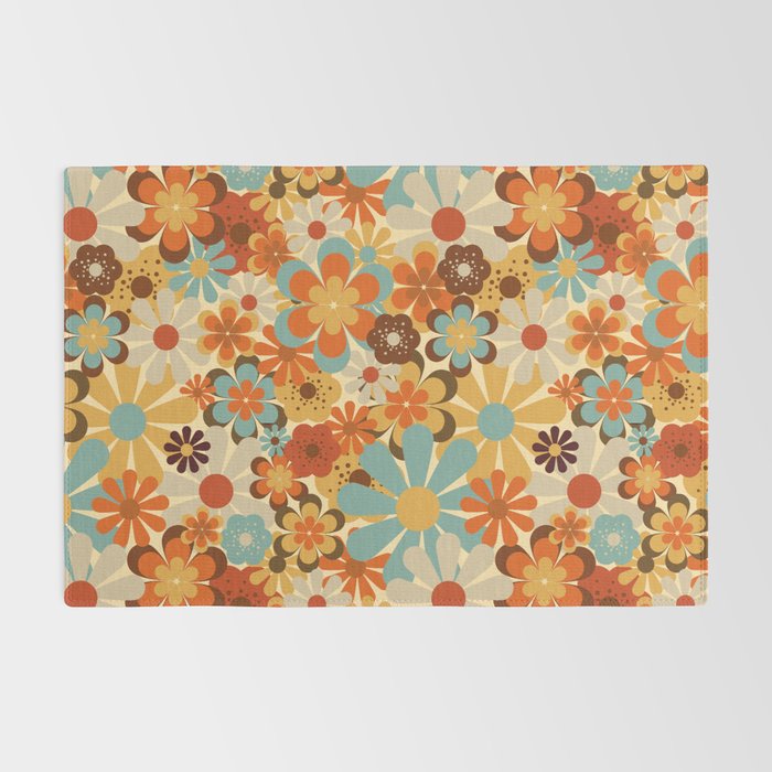 70's Retro Floral Patterned Prints Rug Gallery Image 2