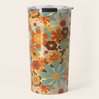 70's Retro Floral Patterned Prints Travel Mug Gallery Image 1