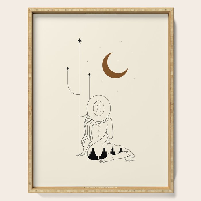 Talking to the Moon - Rustic Serving Tray Gallery Image 1