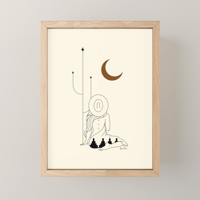 Talking to the Moon - Rustic Mini Art Print Gallery Image 1