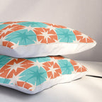 Mid Century Modern Atomic Stars Retro Checkered Starburst Pattern in Teal Turquoise Orange Pillow Sham Gallery Image 3