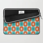 Mid Century Modern Atomic Stars Retro Checkered Starburst Pattern in Teal Turquoise Orange Laptop Sleeve Gallery Image 2