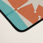 Mid Century Modern Atomic Stars Retro Checkered Starburst Pattern in Teal Turquoise Orange Desk Mat Gallery Image 4