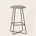 Mid Century Modern Atomic Stars Retro Checkered Starburst Pattern in Teal Turquoise Orange Stool Gallery Image 1