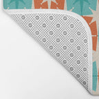 Mid Century Modern Atomic Stars Retro Checkered Starburst Pattern in Teal Turquoise Orange Bath Mat Gallery Image 2