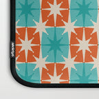 Mid Century Modern Atomic Stars Retro Checkered Starburst Pattern in Teal Turquoise Orange Laptop Sleeve Gallery Image 3