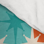Mid Century Modern Atomic Stars Retro Checkered Starburst Pattern in Teal Turquoise Orange Comforter Gallery Image 4