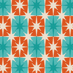 Mid Century Modern Atomic Stars Retro Checkered Starburst Pattern in Teal Turquoise Orange Coffee Mug Gallery Image 2