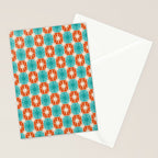 Mid Century Modern Atomic Stars Retro Checkered Starburst Pattern in Teal Turquoise Orange Stationery Card Gallery Image 2