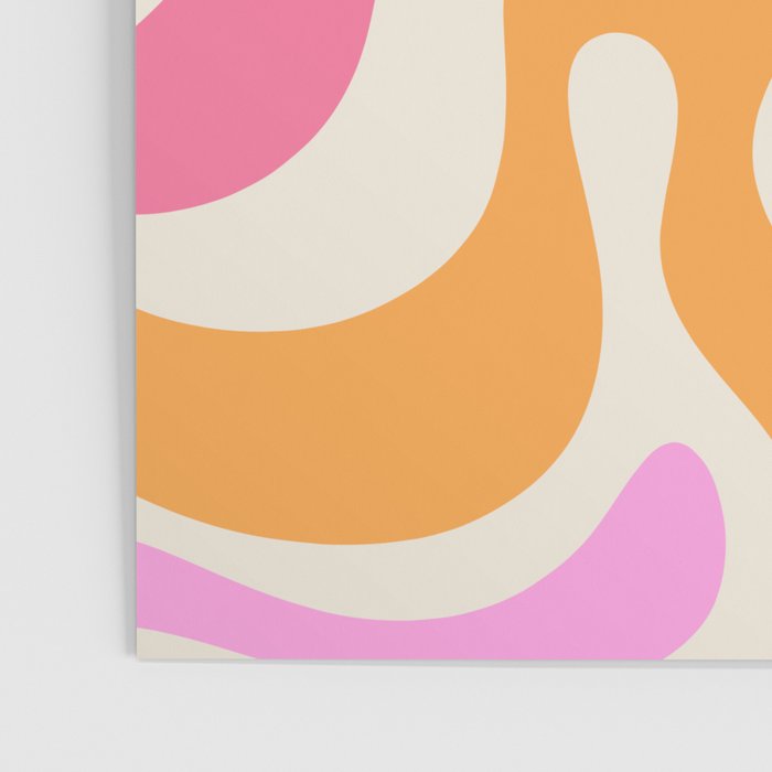 Modern Retro Liquid Swirl Abstract Pattern Vertical Pink and Orange Poster Gallery Image 3