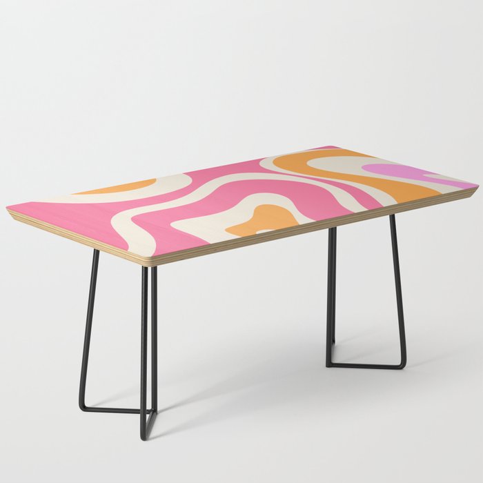 Modern Retro Liquid Swirl Abstract Pattern Vertical Pink and Orange Coffee Table Gallery Image 1