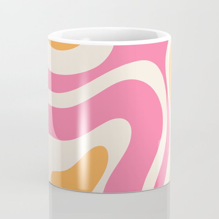 Modern Retro Liquid Swirl Abstract Pattern Vertical Pink and Orange Coffee Mug Gallery Image 4