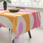 Modern Retro Liquid Swirl Abstract Pattern Vertical Pink and Orange Tablecloth Gallery Image 3