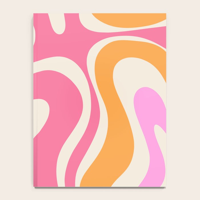 Modern Retro Liquid Swirl Abstract Pattern Vertical Pink and Orange Notebook Gallery Image 4
