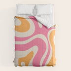 Modern Retro Liquid Swirl Abstract Pattern Vertical Pink and Orange Comforter Gallery Image 6