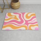 Modern Retro Liquid Swirl Abstract Pattern Vertical Pink and Orange Rug Gallery Image 1
