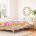 Modern Retro Liquid Swirl Abstract Pattern Vertical Pink and Orange Duvet Cover Gallery Image 2