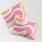 Modern Retro Liquid Swirl Abstract Pattern Vertical Pink and Orange Pillow Sham Gallery Image 3