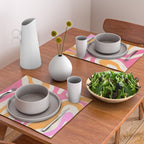Modern Retro Liquid Swirl Abstract Pattern Vertical Pink and Orange Placemat Gallery Image 2
