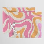 Modern Retro Liquid Swirl Abstract Pattern Vertical Pink and Orange Placemat Gallery Image 1