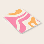 Modern Retro Liquid Swirl Abstract Pattern Vertical Pink and Orange Notebook Gallery Image 3