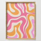 Modern Retro Liquid Swirl Abstract Pattern Vertical Pink and Orange Serving Tray Gallery Image 1