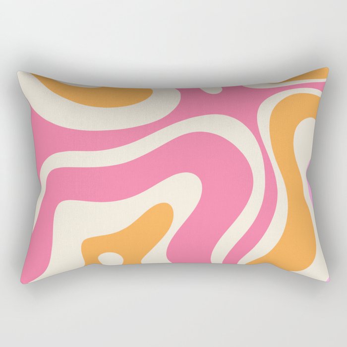 Modern Retro Liquid Swirl Abstract Pattern Vertical Pink and Orange Rectangular Pillow Gallery Image 1