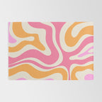 Modern Retro Liquid Swirl Abstract Pattern Vertical Pink and Orange Rug Gallery Image 2