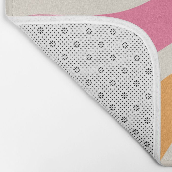 Modern Retro Liquid Swirl Abstract Pattern Vertical Pink and Orange Bath Mat Gallery Image 2