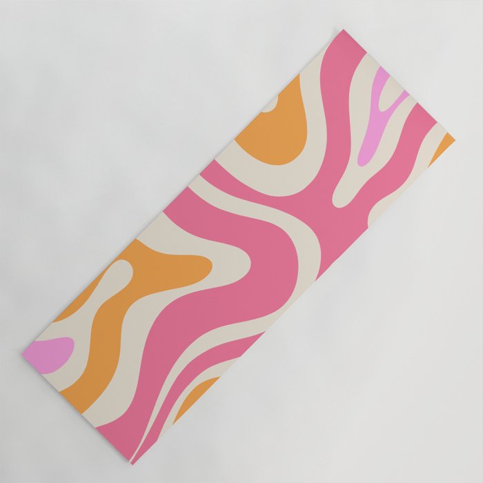 Modern Retro Liquid Swirl Abstract Pattern Vertical Pink and Orange Yoga Mat Gallery Image 1