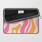 Modern Retro Liquid Swirl Abstract Pattern Vertical Pink and Orange Laptop Sleeve Gallery Image 2